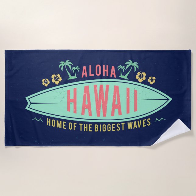 Aloha serviette de plage hawaïenne de surfer (Devant)
