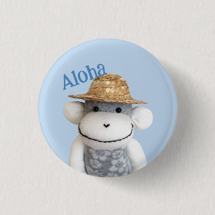 Aloha Sock Monkey(Boy) 1 Inch Round Button