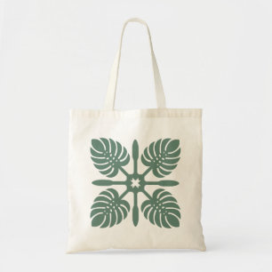 Aloha Spirit Hawaiian Quilt - Monstera & Paddles Tote Bag