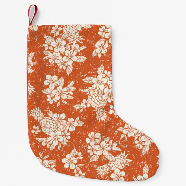Aloha Spirit: Hibiscus-Pineapple Harmony. Small Christmas Stocking (Front)