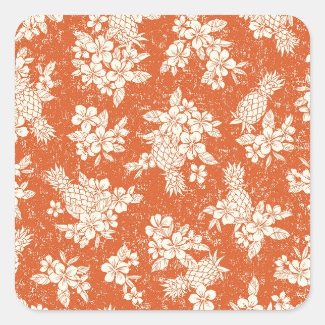 Aloha Spirit: Hibiscus-Pineapple Harmony. Square Sticker (Front)