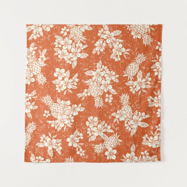 Aloha Spirit: Hibiscus-Pineapple Harmony. Tapestry (Front)