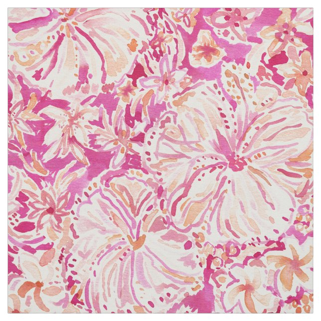 ALOHA STATE Tropical Watercolor Floral Fabric (Swatch)