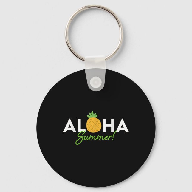 Aloha Summer _ Pineapple Lover Cute Funny Hola Vac Keychain (Front)