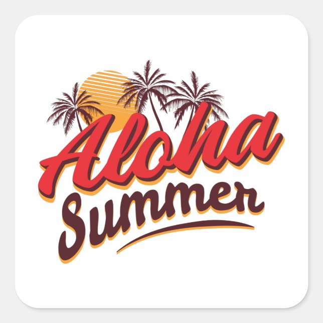 Aloha Summer Square Sticker (Front)
