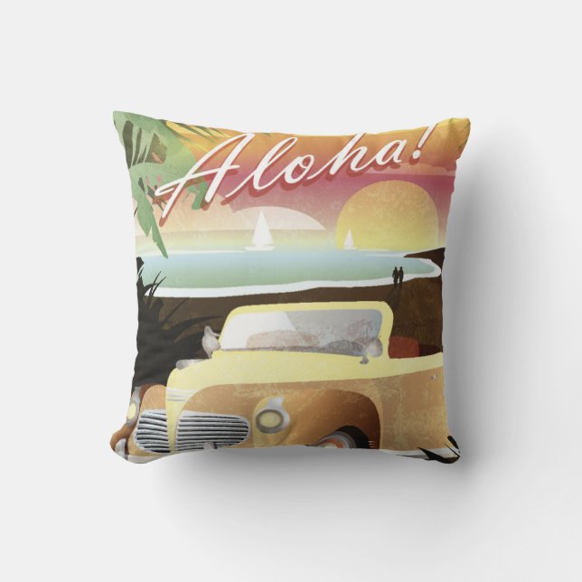 Aloha! Summer Tropical Paradise Throw Pillow (Front)