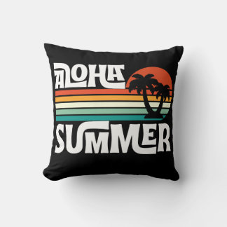 ALOHA SUMMER VIBES Retro Vintage Throw Pillow