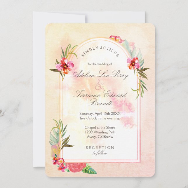 Aloha Sunrise Arch Aquarelle Invitation (Dos)