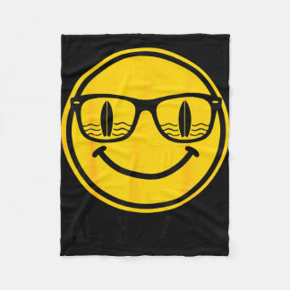 Aloha surf smile sunglasses surfboard reflection fleece blanket