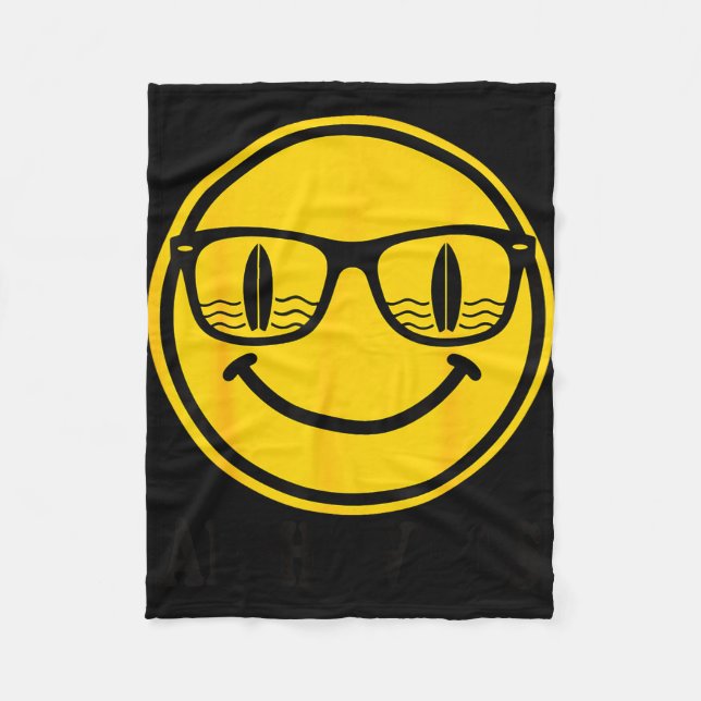Aloha surf smile sunglasses surfboard reflection fleece blanket (Front)