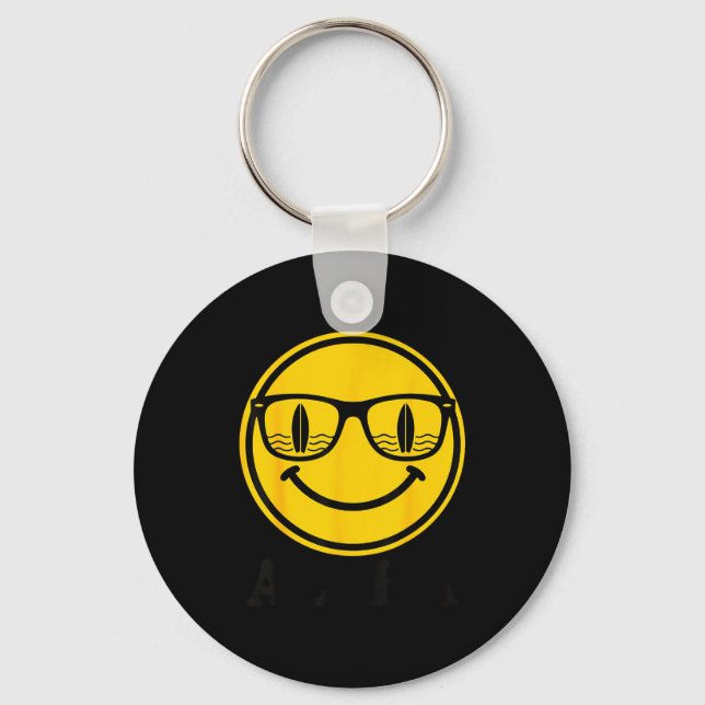 Aloha surf smile sunglasses surfboard reflection keychain (Front)