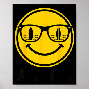 Aloha surf smile sunglasses surfboard reflection poster