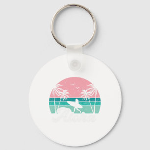 Aloha Surfer Girl Hawaii Vintage Hawaiian Surfing Keychain