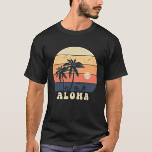 Aloha Surfing Hawaiian Vacation Sunset Palm Tree T T-Shirt