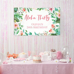 Aloha Trente Bannière Tropicale Luau Anniversaire