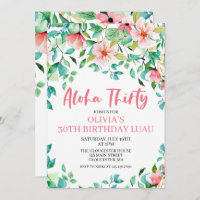 Aloha Trente Tropical Luau Invitation Anniversaire