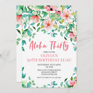 Aloha Trente Tropical Luau Invitation Anniversaire