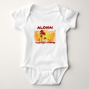 ALOHA Tropiacl Beach With Palm Trees Baby Bodysuit