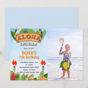 Aloha Tropical Anniversaire Invitation Avec Photo