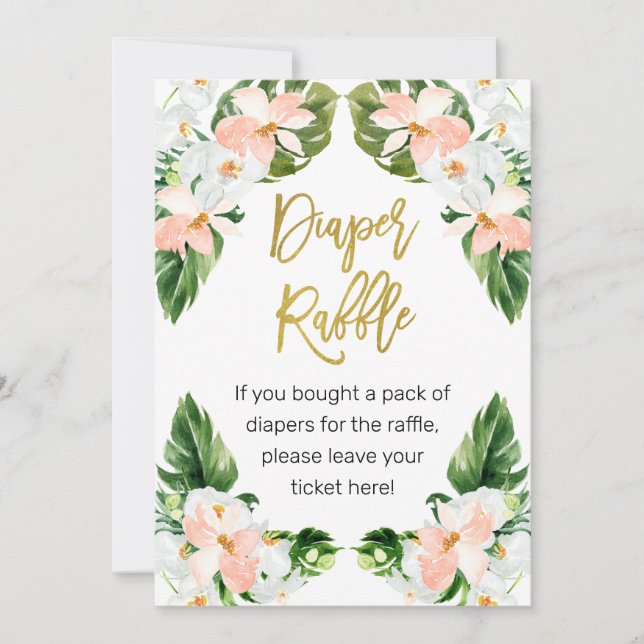 Aloha tropical baby shower diaper raffle sign invitation (Front)