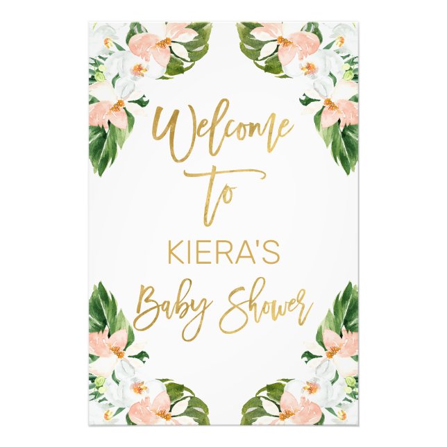 Aloha tropical baby shower welcome sign (Front)