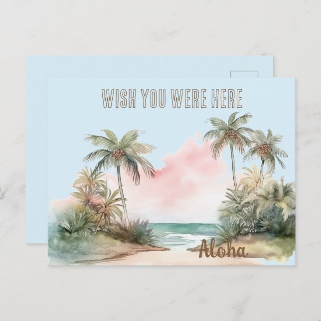 Aloha Tropical Beach Palm Trees Postcard (Front/Back)