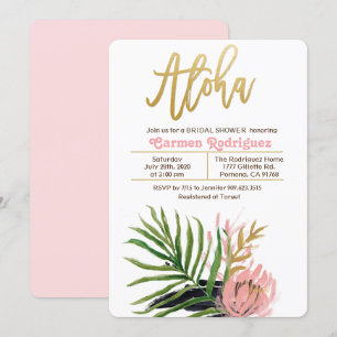 Aloha Tropical Bridal Shower Floral Invitation