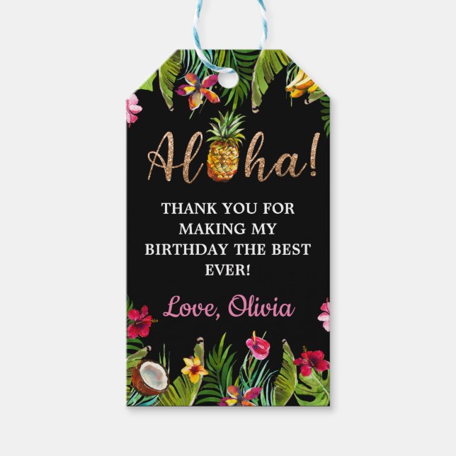 Aloha Tropical Chalckboard Thank You Tag (Front)
