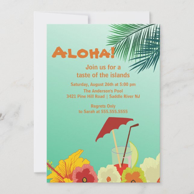 Aloha Tropical Dracks Summer Party Luau Invitation (Devant)