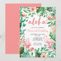 Aloha Tropical first birthday flamingo luau