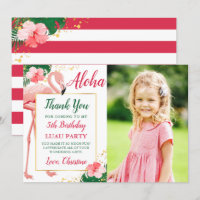 Aloha Tropical Flamingo Pink Floral Birthday Photo