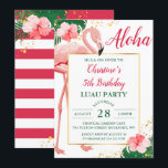 Aloha Tropical Flamingo Pink Floral Luau Birthday Invitation<br><div class="desc">Aloha Tropical Flamingo Pink Floral Luau Birthday Invitation</div>