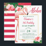 Aloha Tropical Flamingo Pink Floral Luau Birthday Invitation<br><div class="desc">Aloha Tropical Flamingo Pink Floral Luau Birthday Invitation</div>