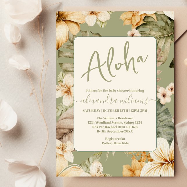 Aloha tropical floral baby shower invitation (Creator Uploaded)