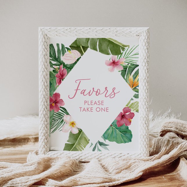 Aloha Tropical Floral Birthday Favours Sign (Creator Uploaded)