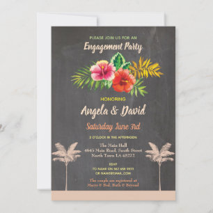 Aloha Tropical Floral Fiançailles Invitation Vinta