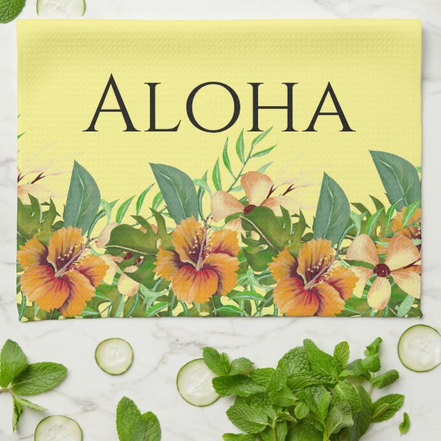 Aloha Tropical Flowers  Kitchen Towel (Folded)