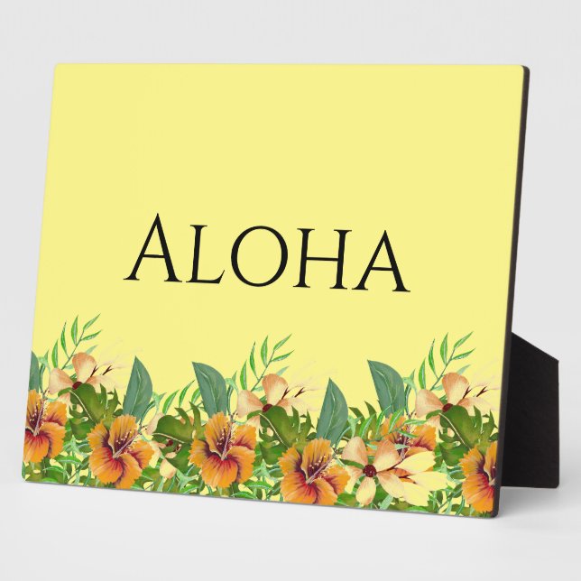 Aloha Tropical Flowers Tabletop Art Plaque (Side)