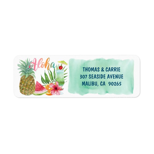 Aloha Tropical Fruit Flower Palms Return Address (Front)
