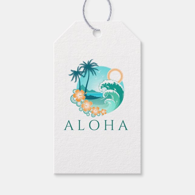 Aloha Tropical Gift Tags (Front)
