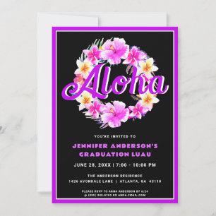 Aloha Tropical Graduation Luau Party Invitation
