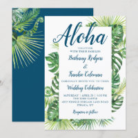 Aloha Tropical Greenery Blue Beach Wedding