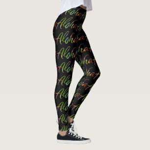 Aloha - Tropical Hand Lettering - Hawaiian Nature Leggings