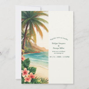 aloha tropical Hawaii beach Palm Coastal Wedding Invitation