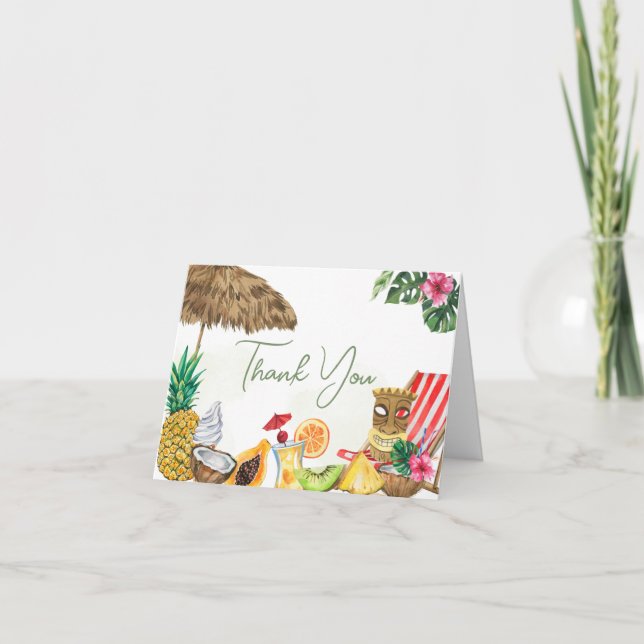 Aloha Tropical Hawaiian Baby Shower Thank You Card (Front)