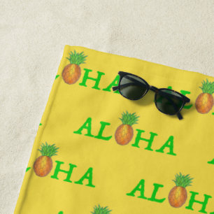 ALOHA Tropical Hawaiian Island Pineapple Fruit Beach Towel