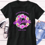 Aloha Tropical Hawaiian Luau Graduation T-Shirt<br><div class="desc">This colourful Aloha Hawaiian Luau shirt features bright tropical hibiscus flowers and is personalized with your school name and class year. You can easily customize colours or fonts by clicking "Personalize" and then click "Edit using design tool". Makes a great party favour - a fun shirt to celebrate your special...</div>