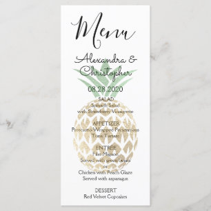 Aloha Tropical Hawaiian Pineapple Wedding Menu