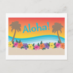 Aloha! Tropical Hawaiian sunset beach scene Postcard