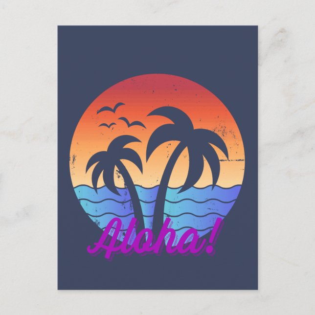 Aloha -  Tropical Hawaiian Sunset Postcard (Front)